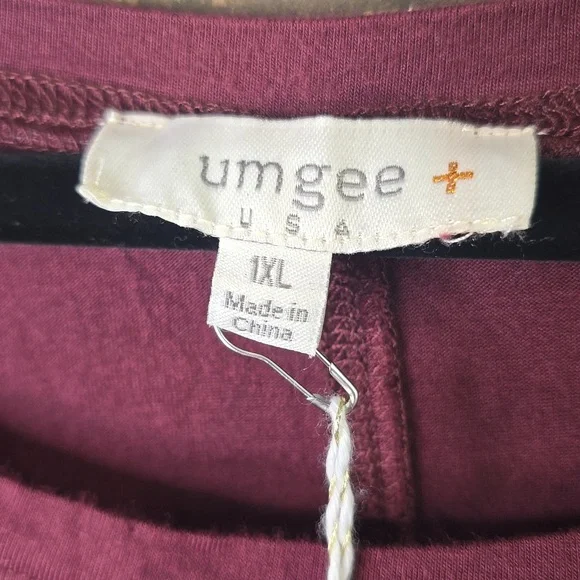 Umgee Burgundy Long Sleeve Tunic, Plus Sizw 1X OVERSIZED, NWT - Picture 3 of 4